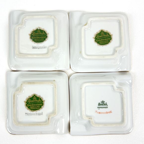 Vintage Porcelain Personal Stacking Ashtrays Rosenthal Floral Gold Details Set/4 - Picture 9 of 13